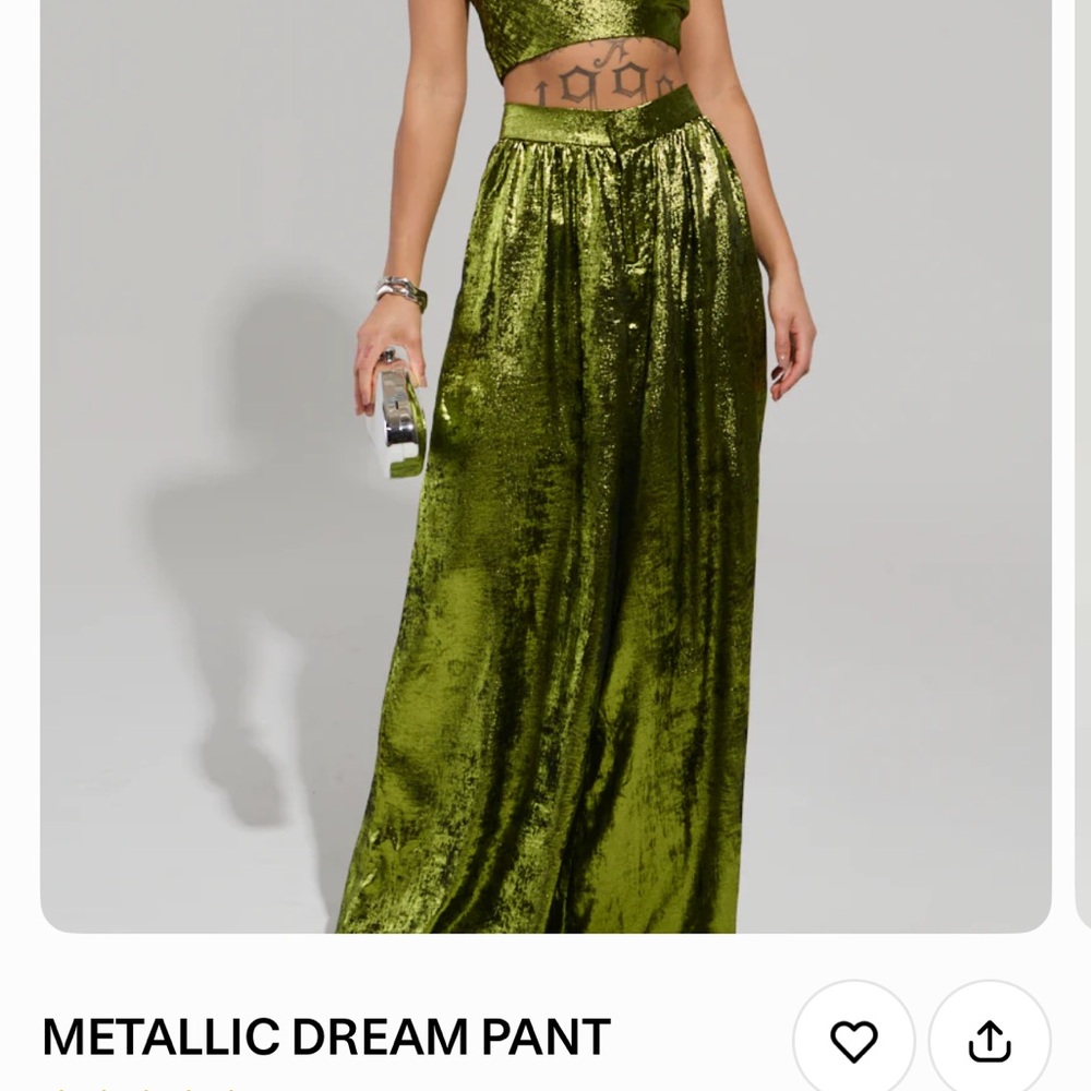 NWT Green Metallic Wide Leg Pants